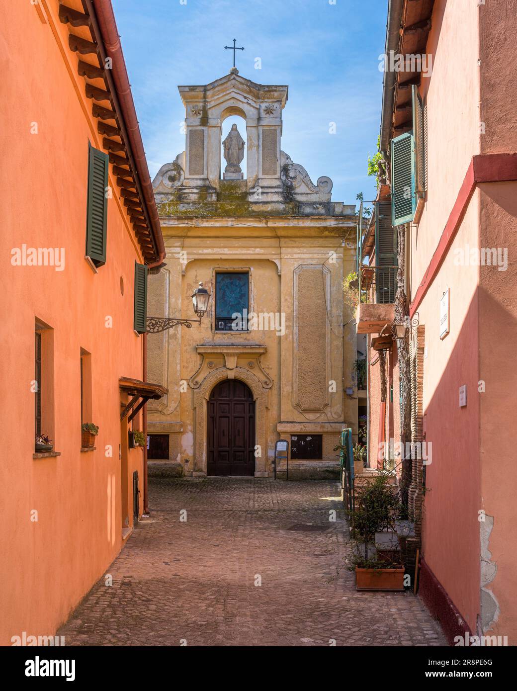 Malerischer Anblick im wunderschönen Dorf Nazzano, Provinz Rom, Latium, Italien. Stockfoto