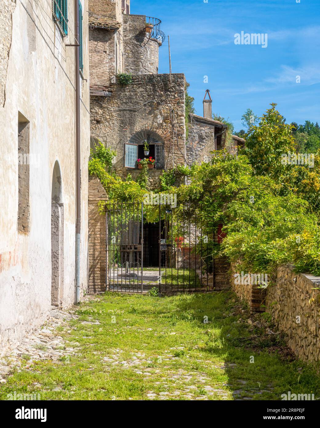 Malerischer Anblick im wunderschönen Dorf Nazzano, Provinz Rom, Latium, Italien. Stockfoto