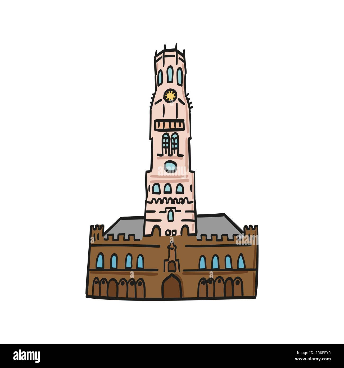 Farbiges lineares Vektorsymbol für europäische Sehenswürdigkeiten und Reiseziel für Urlaub und Wochenende. Lineares Symbol, Konturerstellung Stock Vektor