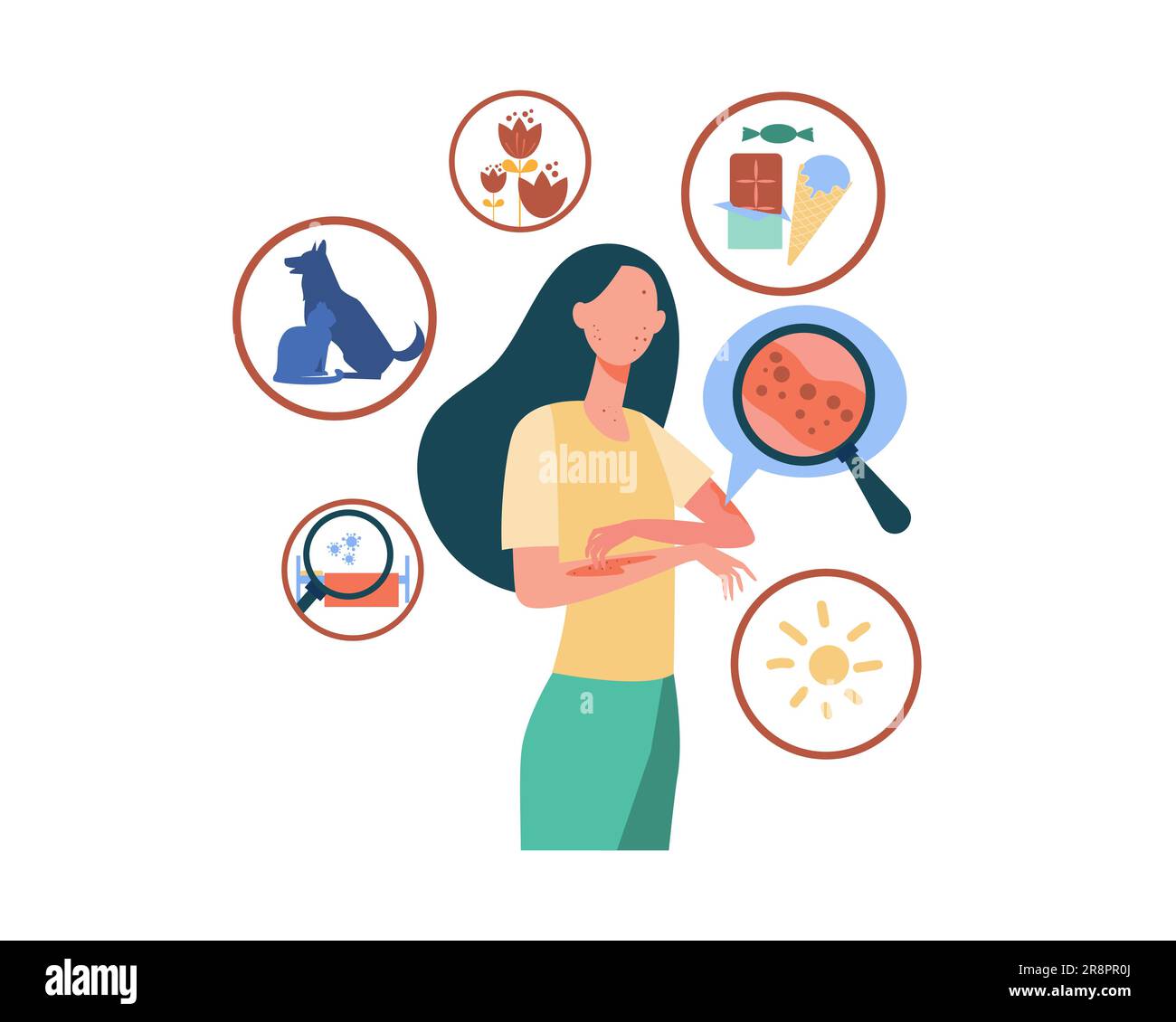 Gesichtslose, traurige Frau mit Allergie Stock Vektor