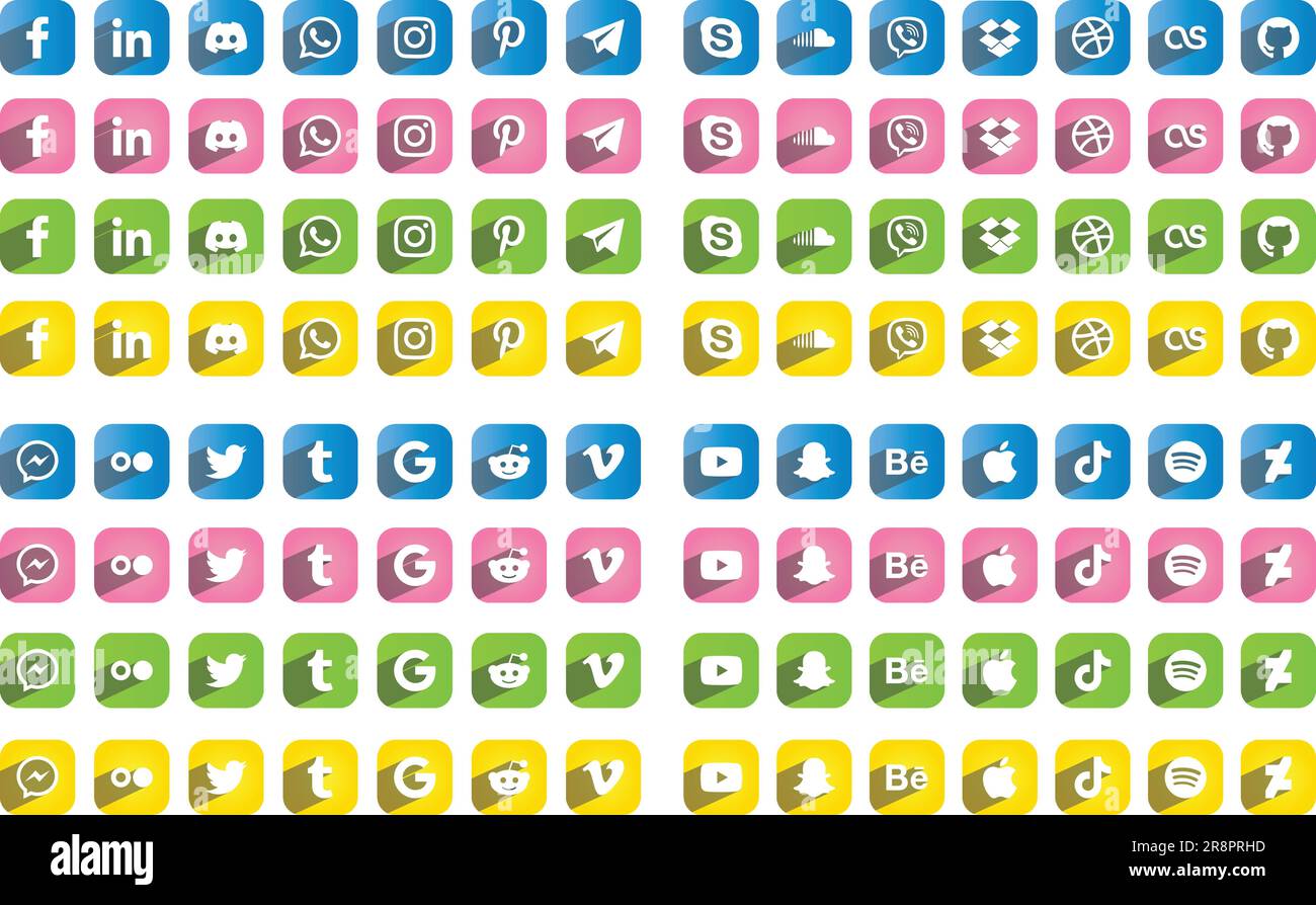 Bunte Quadratische Logos Für Social-Media-Symbole Stock Vektor