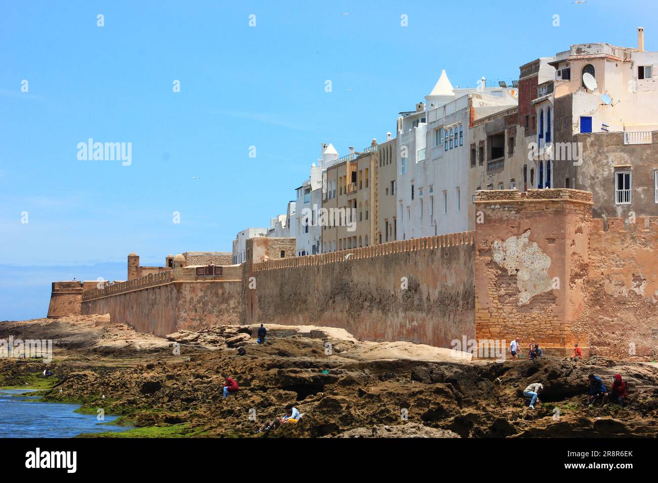 Blick aus der Vogelperspektive auf die Altstadt von Essaouira in Marokko Stockfoto
