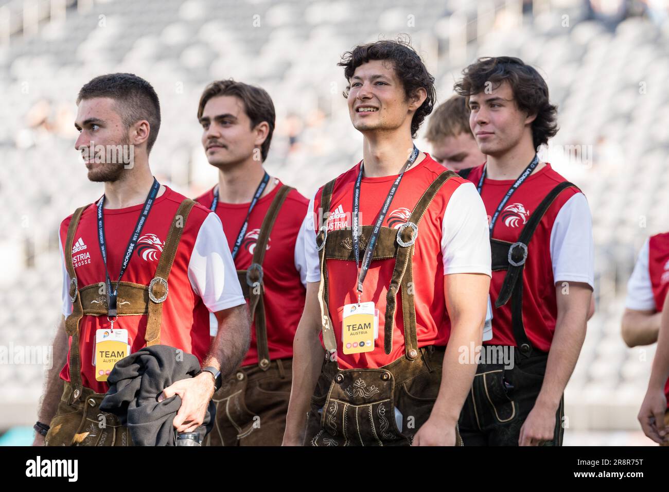 San Diego, USA. 21. Juni 2023. Team Österreich bei der Eröffnungszeremonie der Lacrosse-Weltmeisterschaft 2023 im Snapdragon Stadium. Kredit: Ben Nichols/Alamy Live News Stockfoto