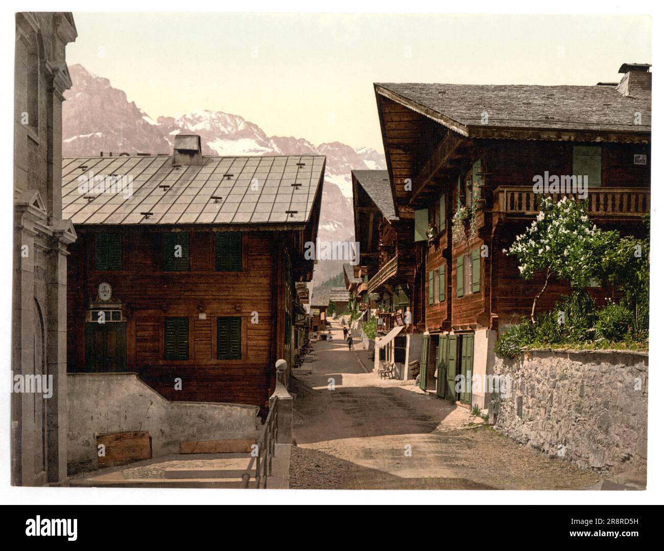 Straßenszene, Champéry, Monthey, Wallis, Schweiz 1890. Stockfoto