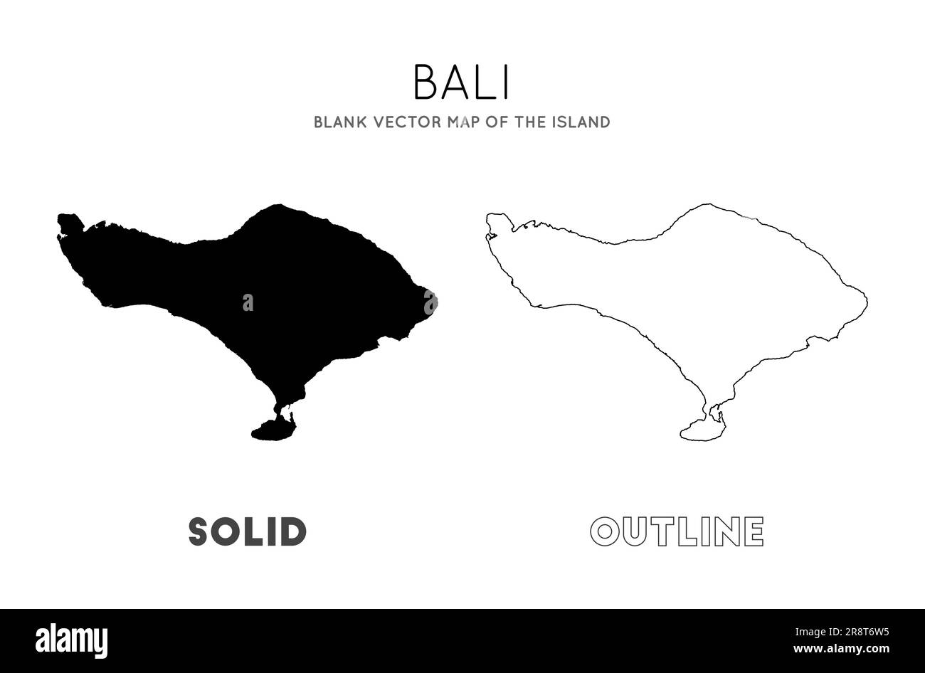 Bali Karte. Leere Vektorkarte der Insel. Borders of Bali für Ihre Infografik. Vektorabbildung. Stock Vektor