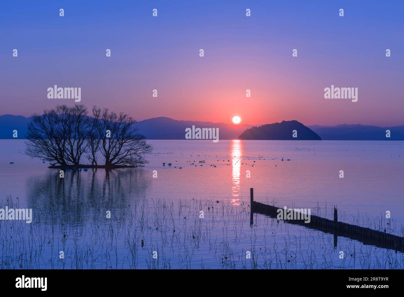 Sonnenuntergang am Biwa-See Stockfoto