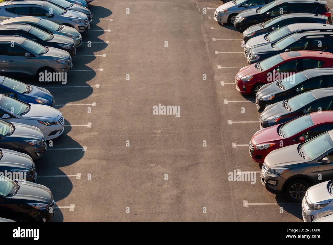 Georgia, Tiflis - 28. November 2020: Eine Reihe von Autos auf der Straße am Eingang zum Park. Stockfoto