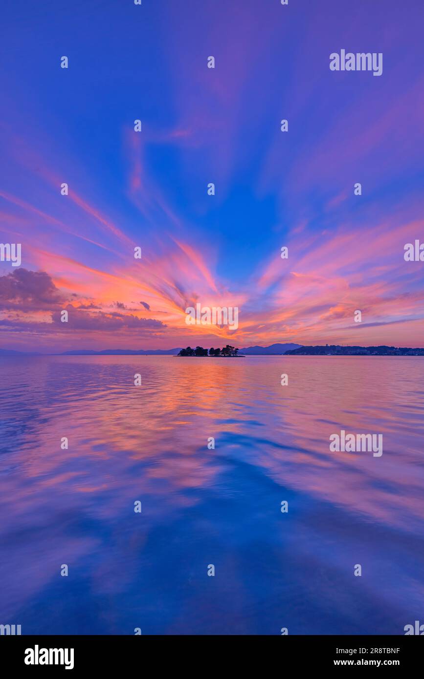 Abendlicher Blick auf den Shinji-See Stockfoto