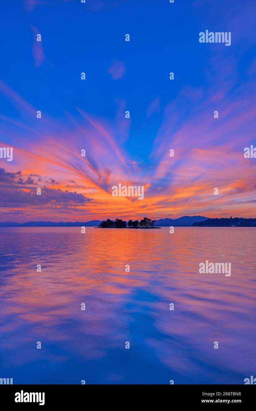 Abendlicher Blick auf den Shinji-See Stockfoto