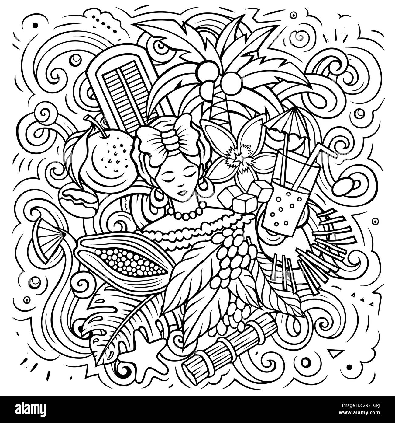 Kuba-Zeichentrickfilm-Illustration. Lustiges kubanisches Design. Stock Vektor