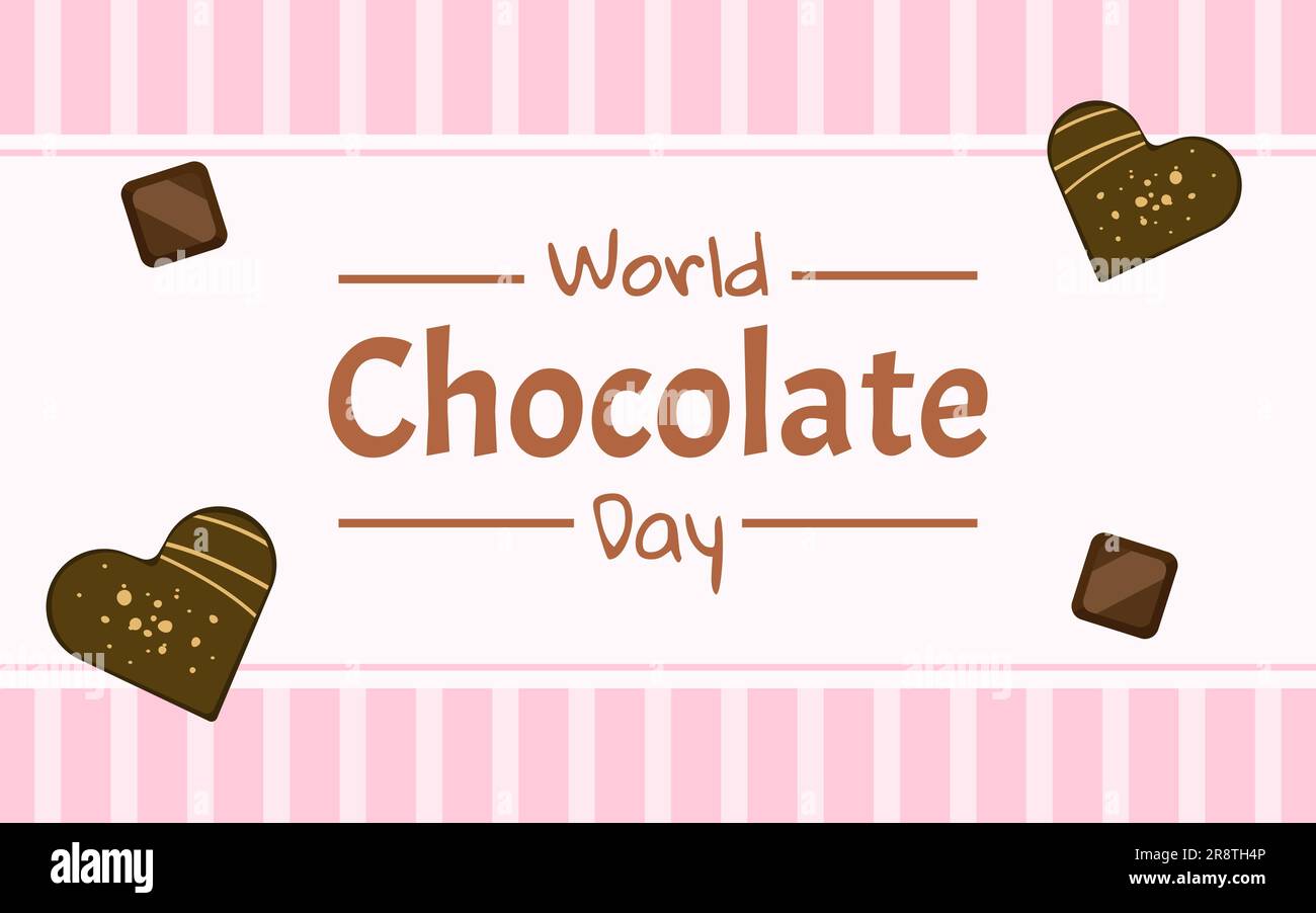 Design-Vorlage „World Chocolate Day“. Schokoladenblöcke. Mit Schokoladendesserts. Vektordarstellung im Cartoon-Stil. Stock Vektor