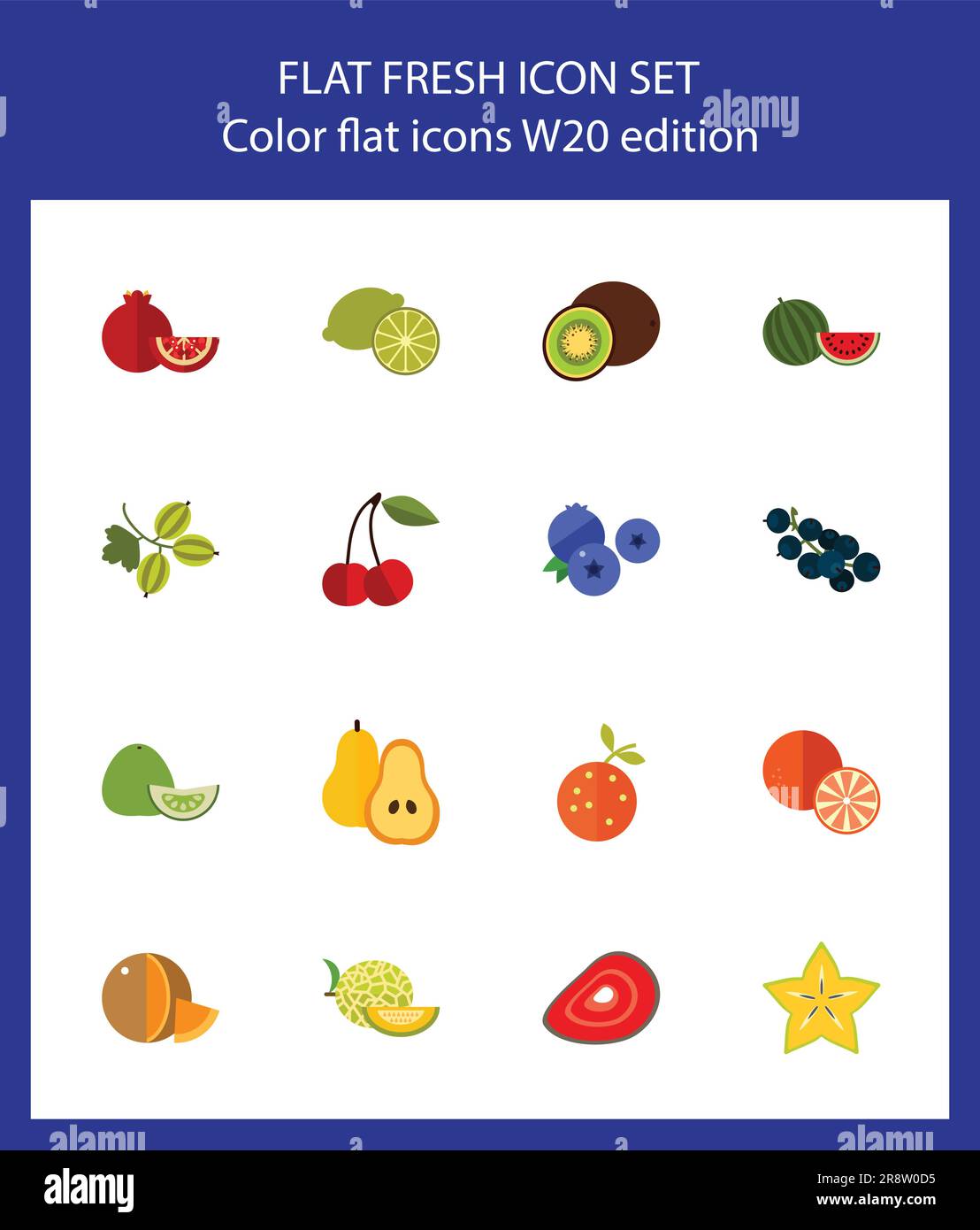 Obst und Beeren Ikonenset Stock Vektor