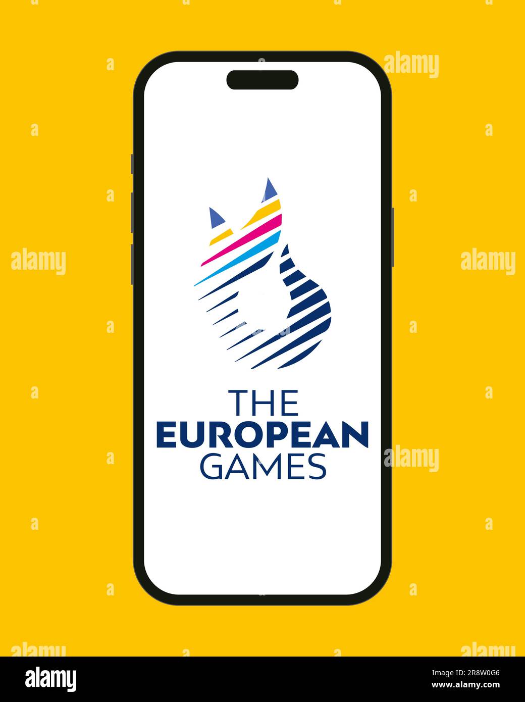 Kiew, Ukraine - 19.06.2023: Logo von 3. Europaspielen am Telefon. EG2023 internationale Sportveranstaltung findet in Krakau statt Stock Vektor