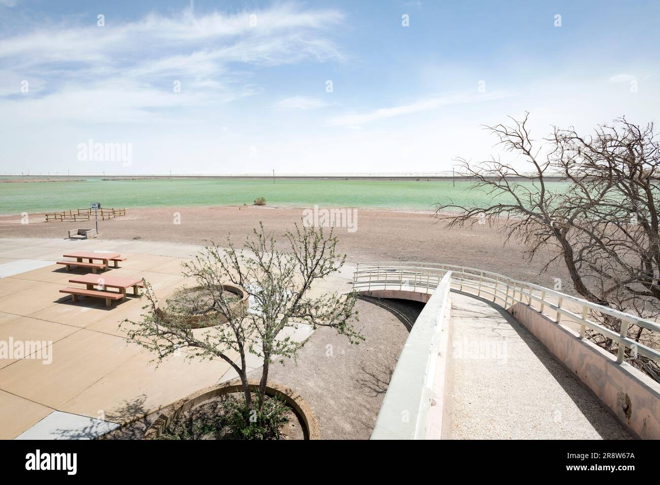 Usa, Utah, Bonneville Salt Flats. Interstate 80 East Rest Area. Stockfoto