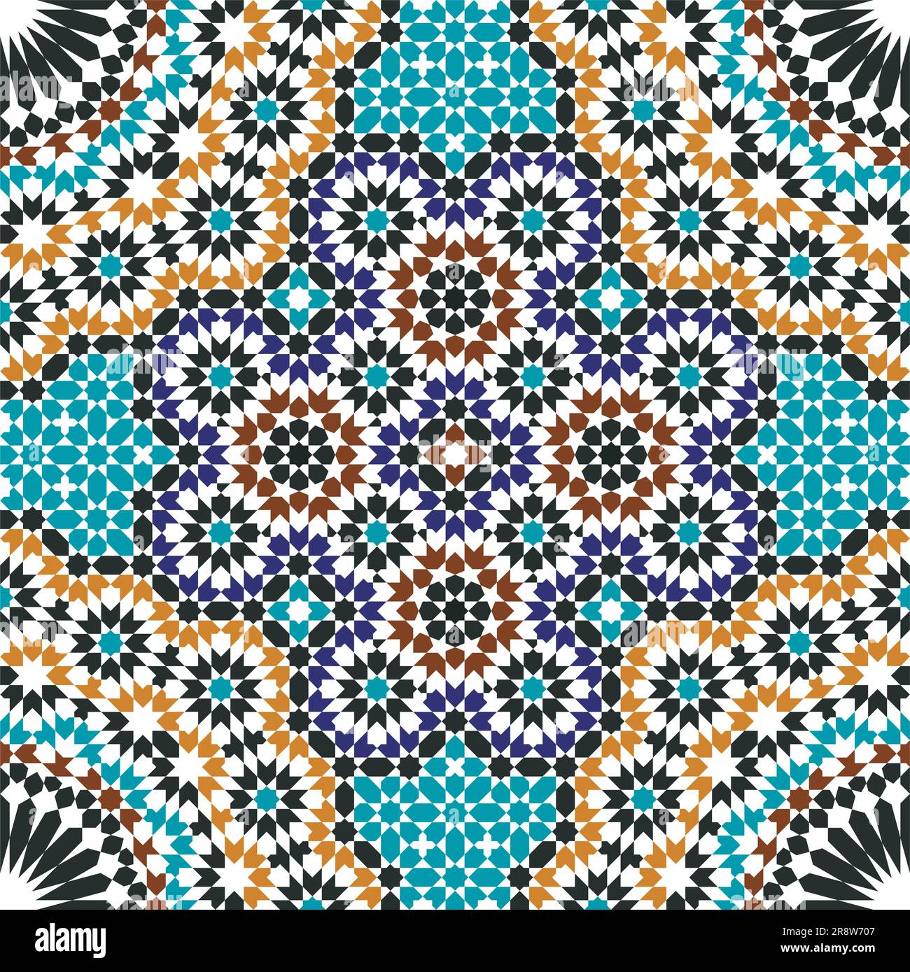 Nahtloses geometrisches Muster im arabischen Stil, Zellij in Farben Stock Vektor