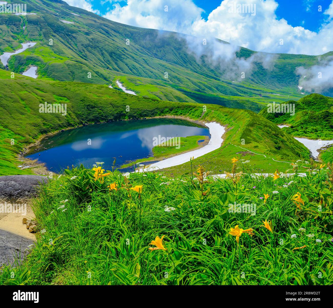 Nikkoh Sedge und Lake Chokai Stockfoto