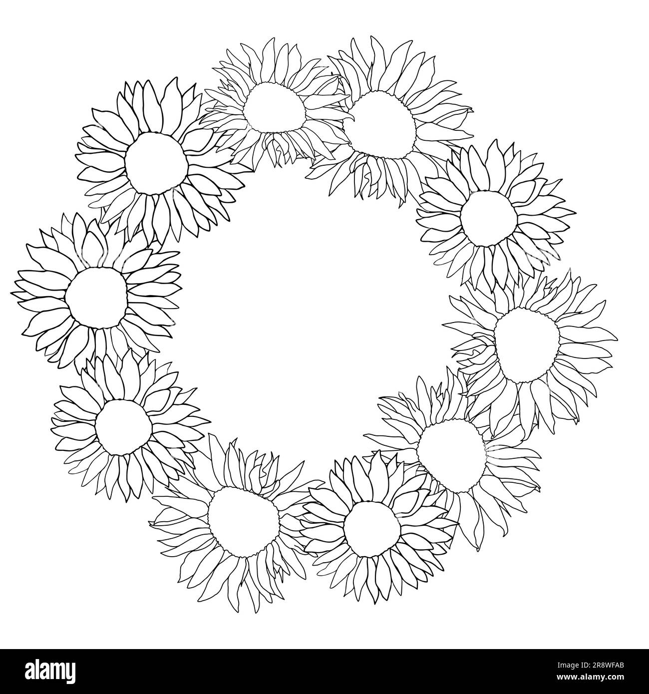 Süße Sonnenblumendekoration als Surfmotiv. Handgezeichnete Blumenvektorelemente Stock Vektor