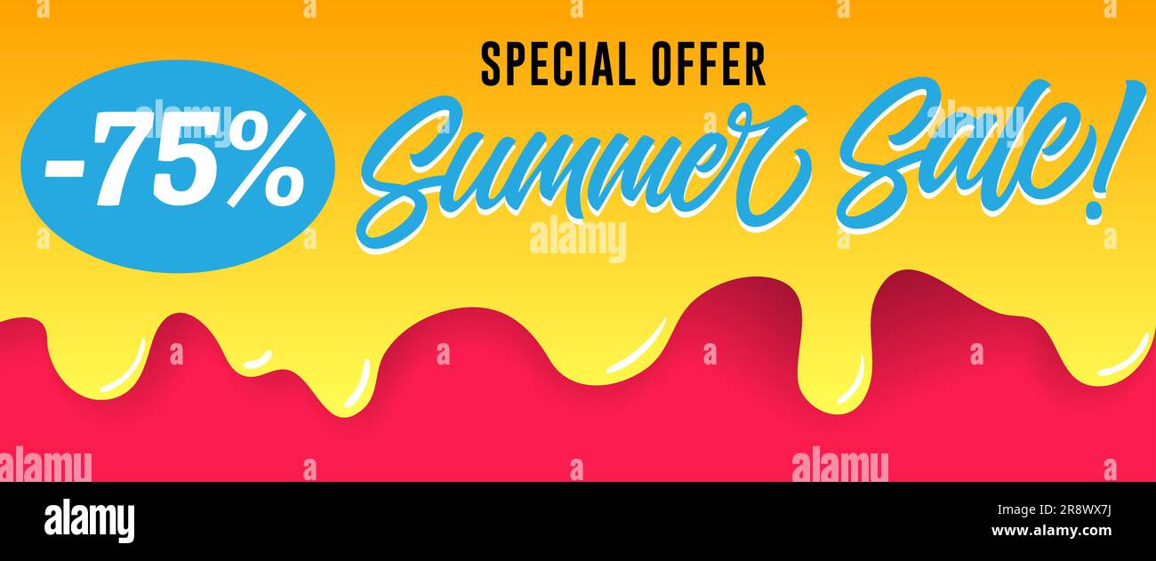 Sonderangebot, Schriftzug für Sommerangebote auf Tropffarbe Stock Vektor