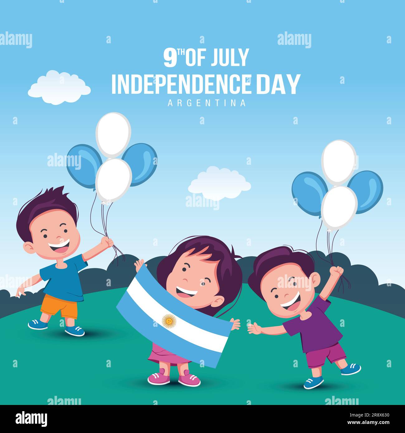 Happy Independence Day Argentinien9. Juli Grüße. vektor-Illustration Design. Stock Vektor