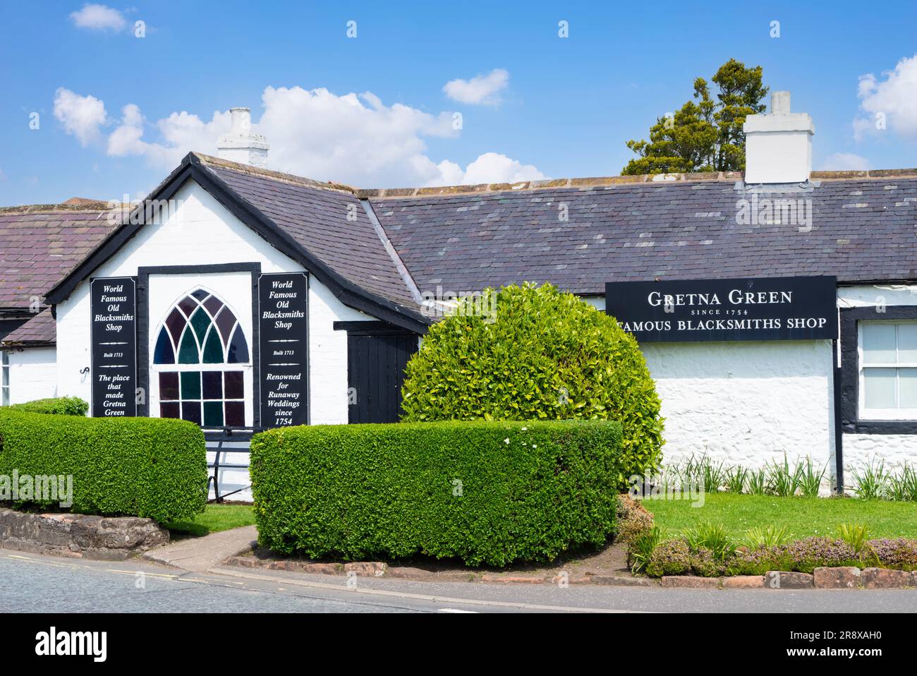 Gretna Green Famous Blacksmiths Shop Veranstaltungsort für die Hochzeit in Gretna Green Dumfries und Galloway Scotland UK GB Europe Stockfoto