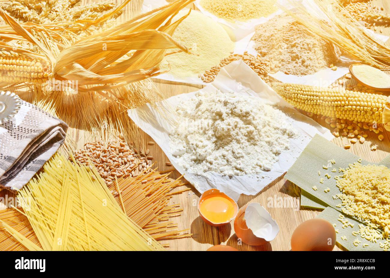 Verschiedene Getreide in Sommer-/Winterzeit Stockfoto