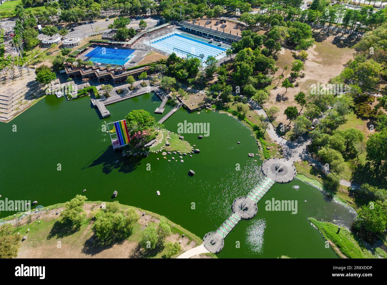 Luftaufnahme des Luodong Sports Park in Yilan, taiwan Stockfoto