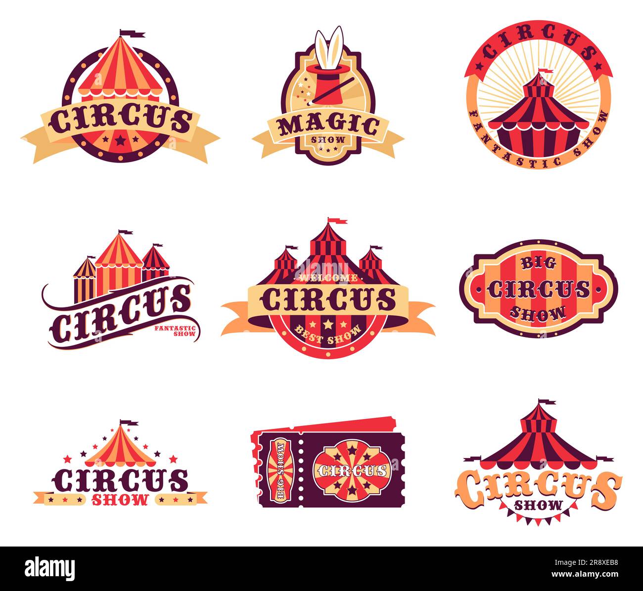 Zirkus Logo und Aufkleber Set Stock Vektor