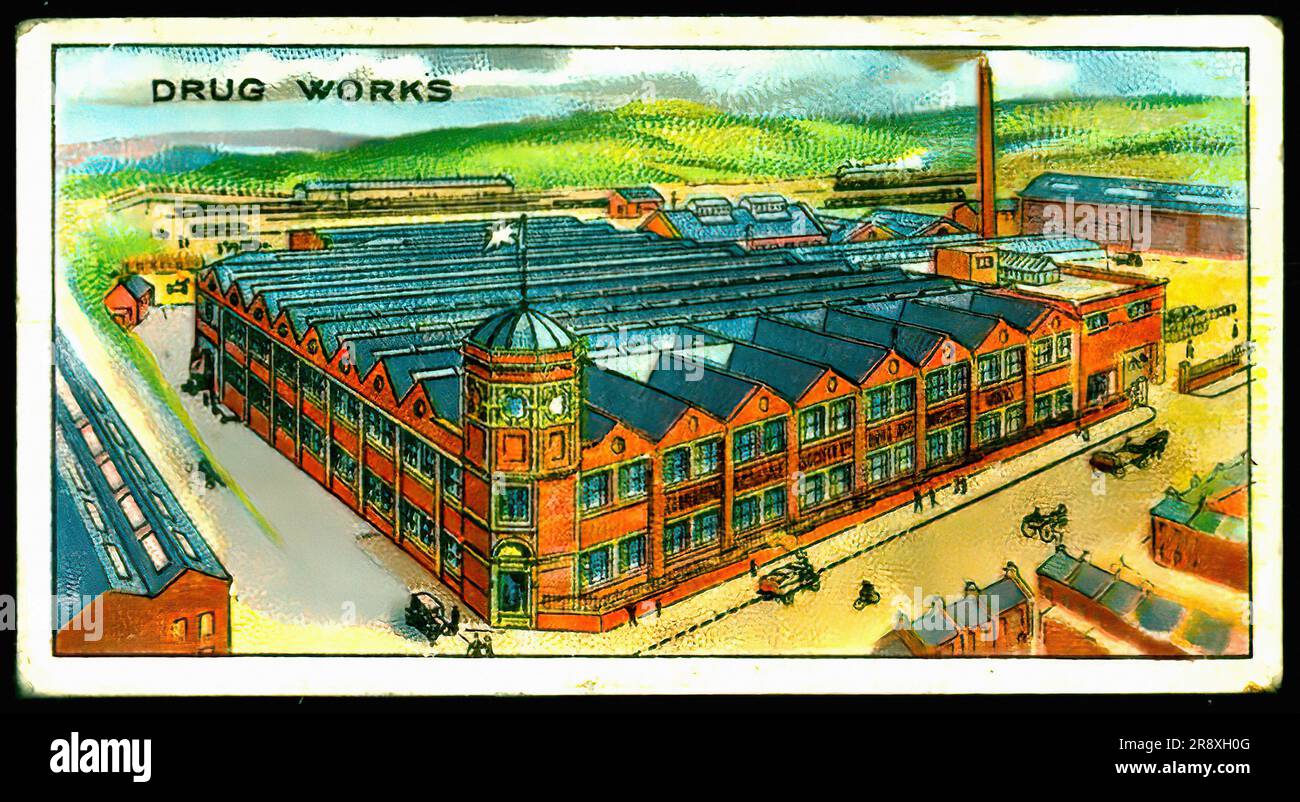 Droge Works, Pelaw - Vintage Cigarette Card Stockfoto