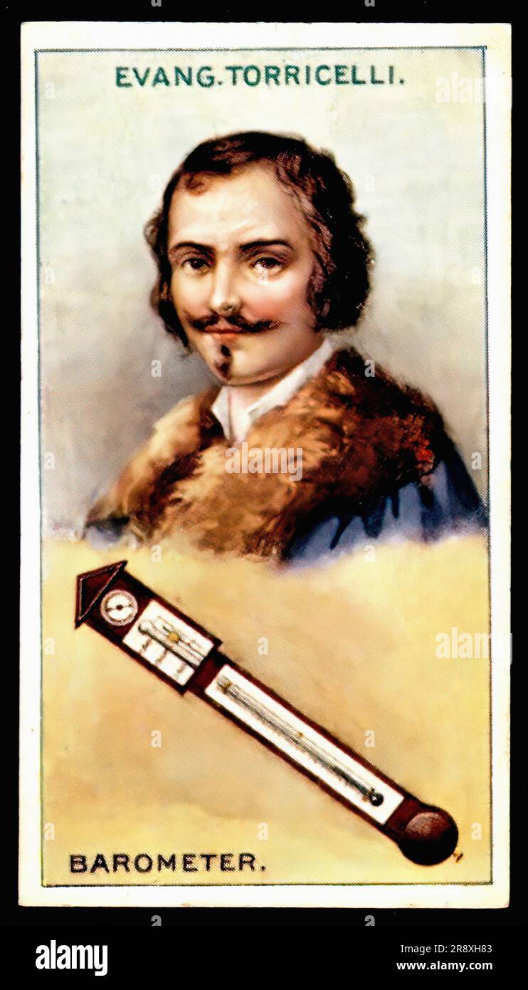Evangelista Torricelli - Alte Zigarettenkarte Stockfoto