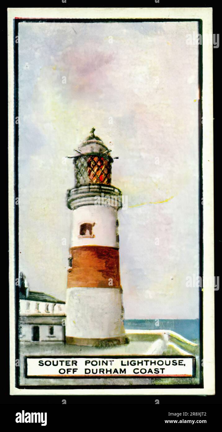 Souter Point Lighthouse - Oldtimer-Zigarettenkarte Stockfoto