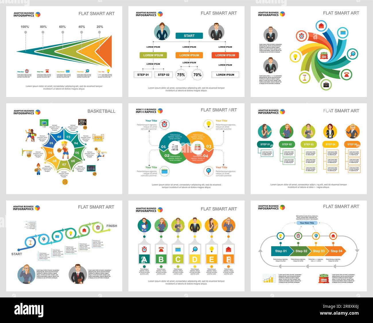 Farbenfrohe Infografiken zur Geschäftsplanung Stock Vektor