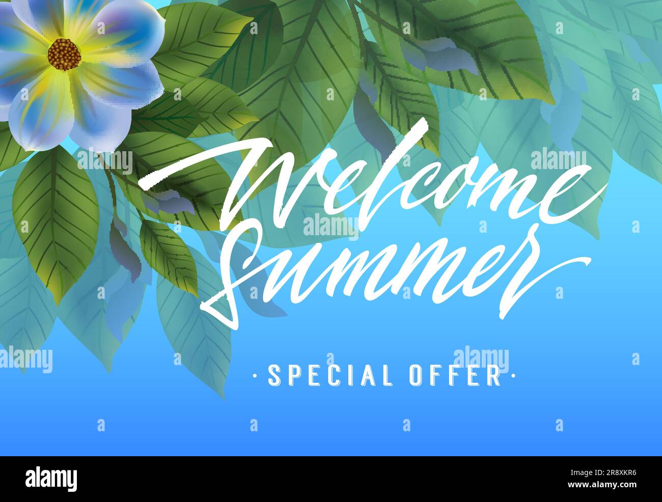 Begrüßungssommer, Bannerdesign für Sonderangebote Stock Vektor