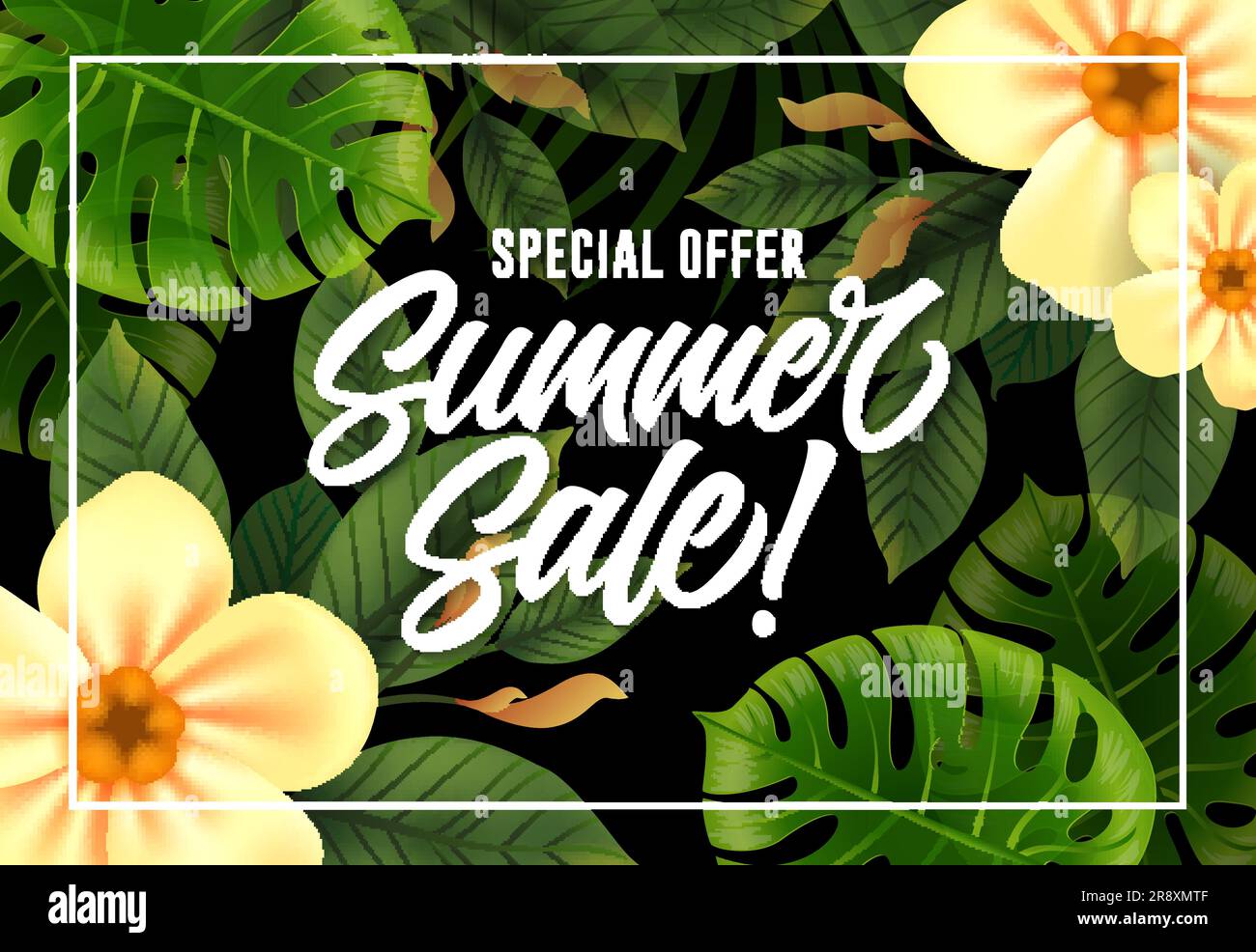 Sonderangebot Sommerangebot Schriftzug im Rahmen Stock Vektor
