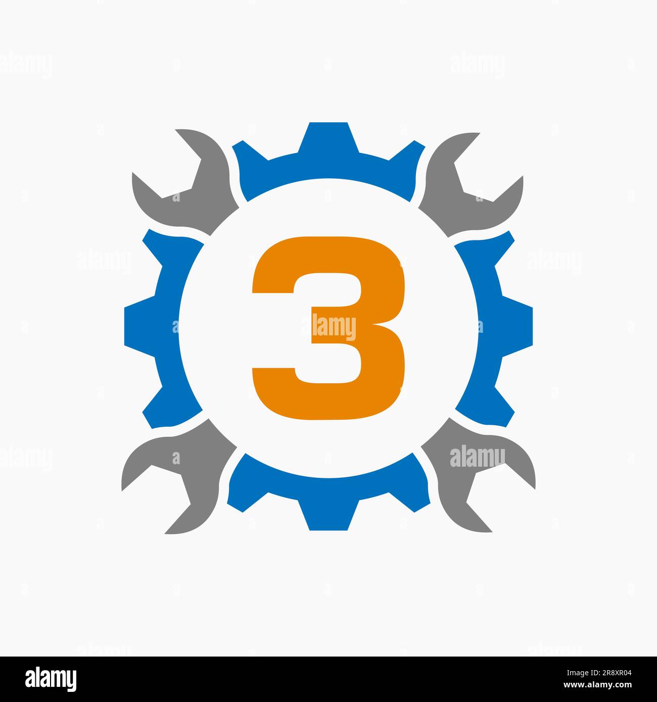 Brief 3 Reparaturlogo Gear Technology-Symbol. Design Des Logos Für Bauleistungen Stock Vektor