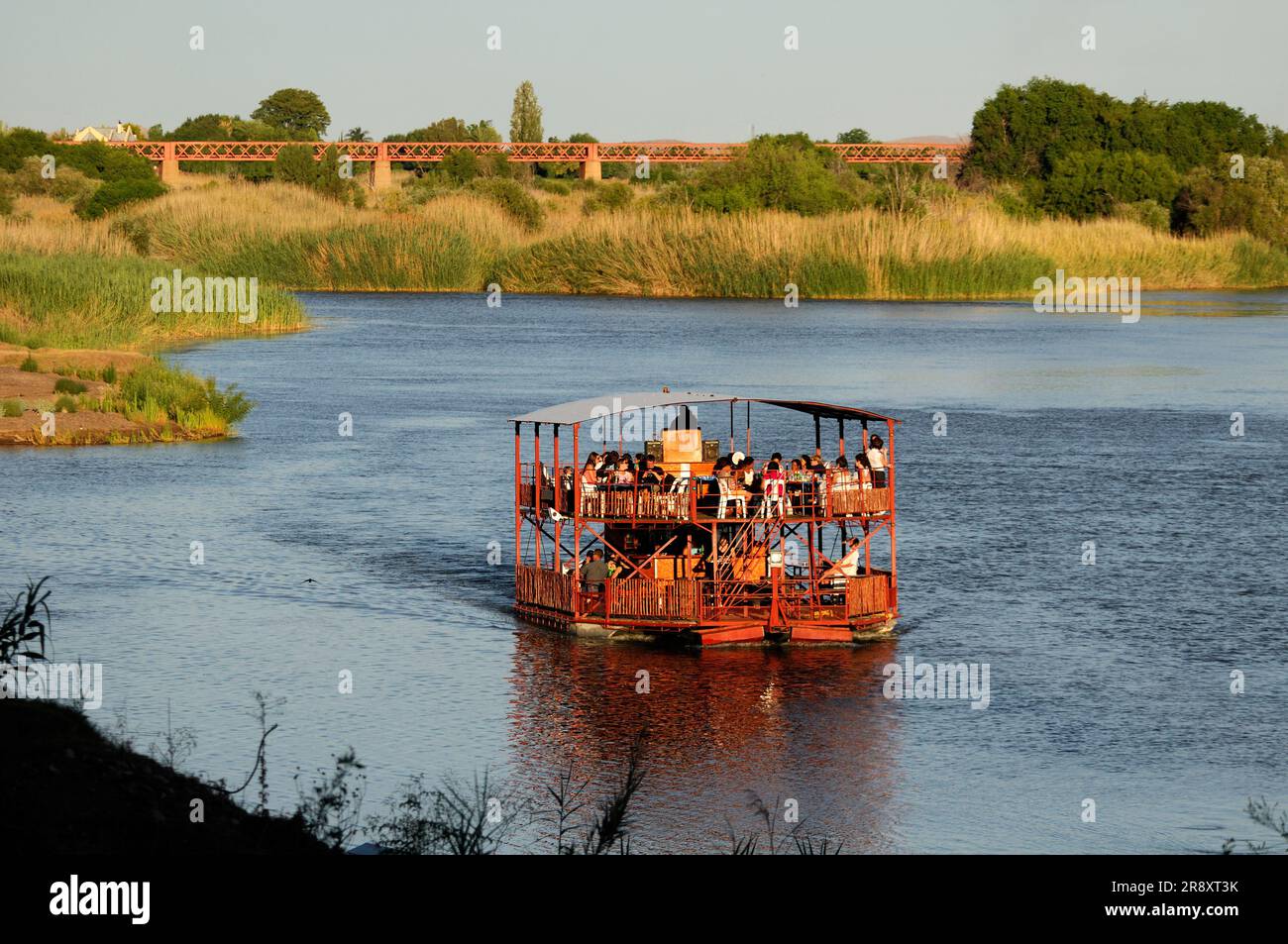 Flussboot auf Orange River, Upington, Nordkap, Südafrika Stockfoto