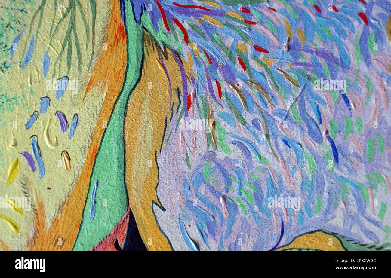 Ölgemälde helle Farben Abstrakter Kunsthintergrund auf Leinwand Stockfoto