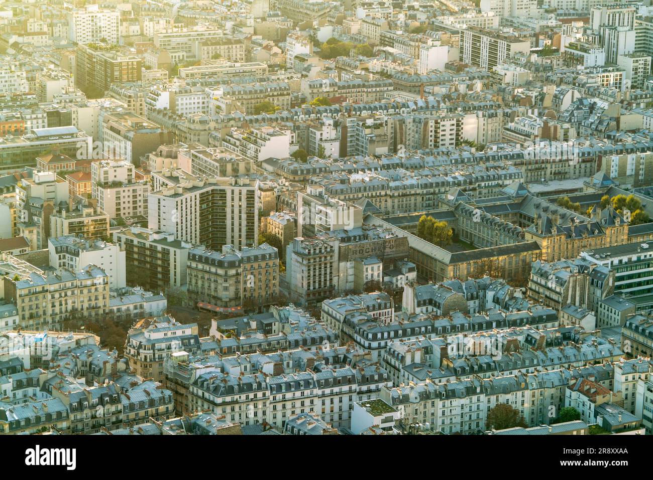 Luftaufnahme der Nachbarschaft in Paris 14. Arr., Paris Frankreich Stockfoto