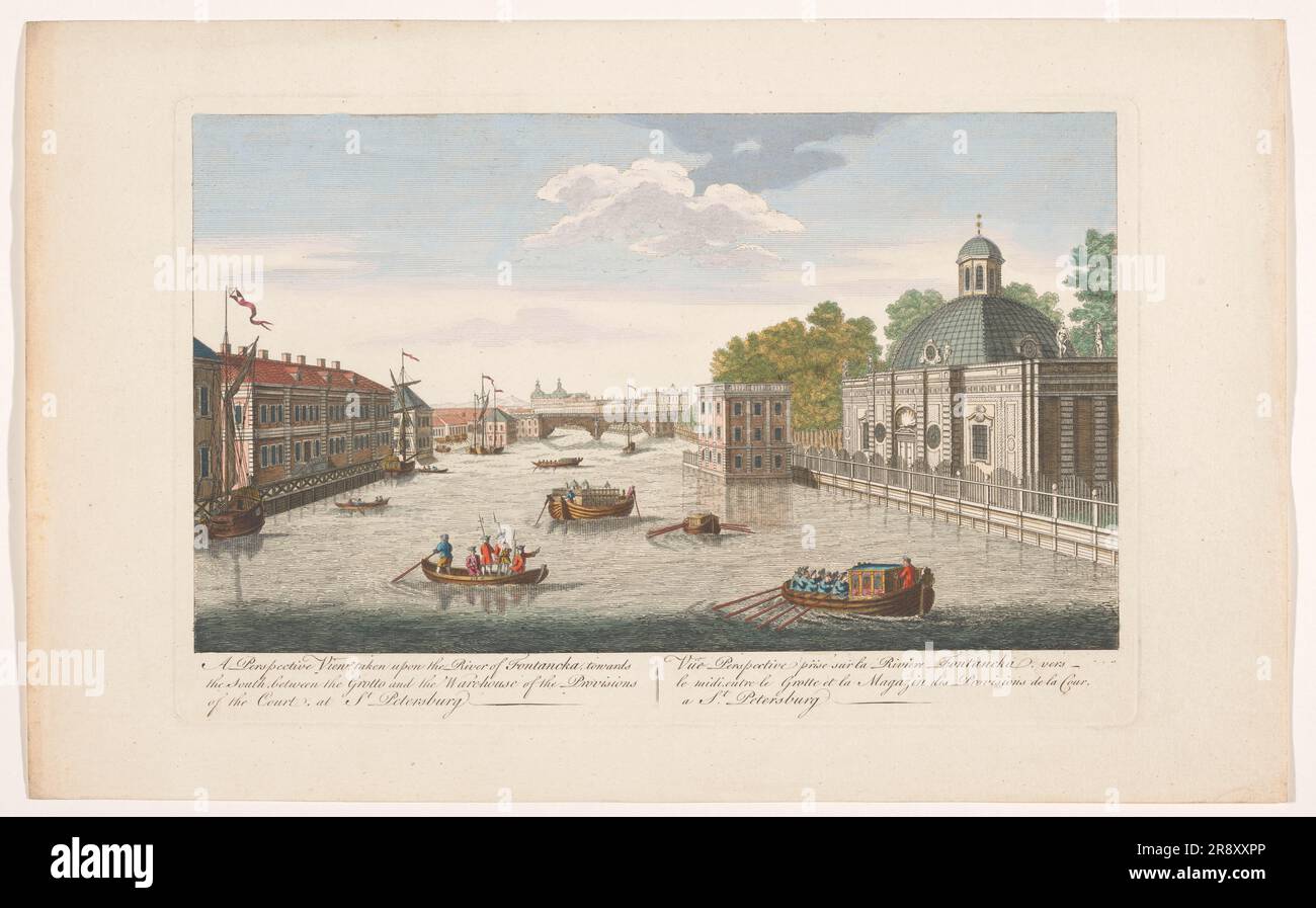 Blick auf den Fontanka River in St. Petersburg von der Nordseite, 1745-1794. Stockfoto