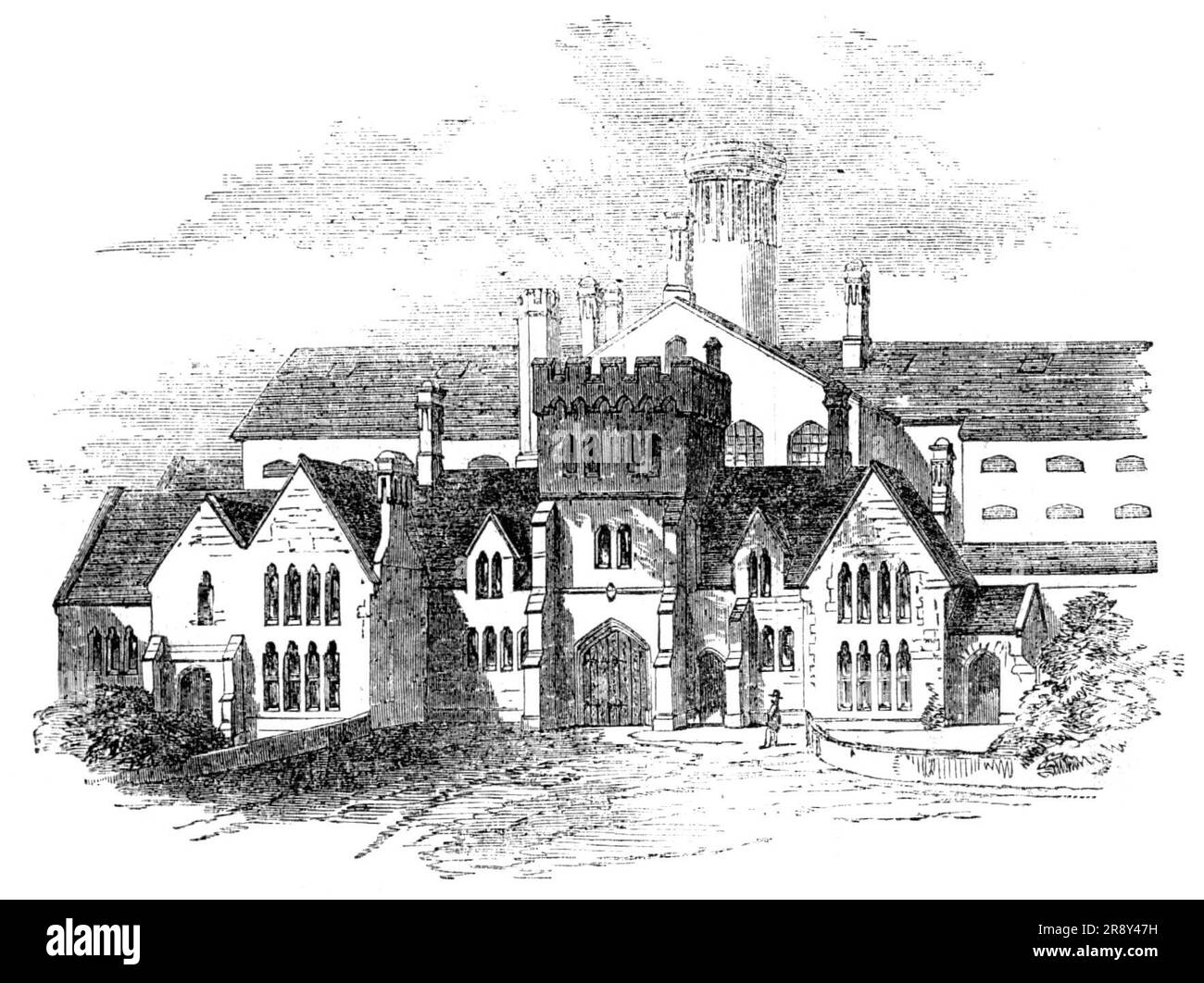 Das Devonport Borough Gefängnis, 1857. Dieses Gefängnis ist auf 70 Gefangene ausgelegt, und es war erected...from Jahre alt und untersteht Mr. J. P. St. Aubyn, Architekt... wird mit einer Kapelle, notwendigen Büros, Die 120 Disziplin im Gefängnis ist das separate System für die Beförderung, von dem der Teil des Gebäudes, der von Gefangenen belegt wird, sowie die Wäsche, die Kraftspumpen, die Kraftspumpen, die Kraftspumpen, die Kraftspumpen, die Kraftspiele, die Kraftspiele, die Kraftspiele, die Kraftsp Und ein Luftzirkus wurde aufgestellt. Die Stockfoto