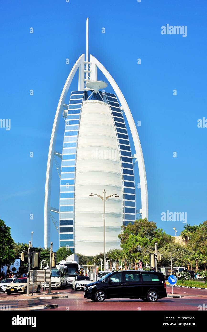 Burj Al Arab Hotel, Dubai, VAE, Vereinigte Arabische Emirate, Naher Osten Stockfoto