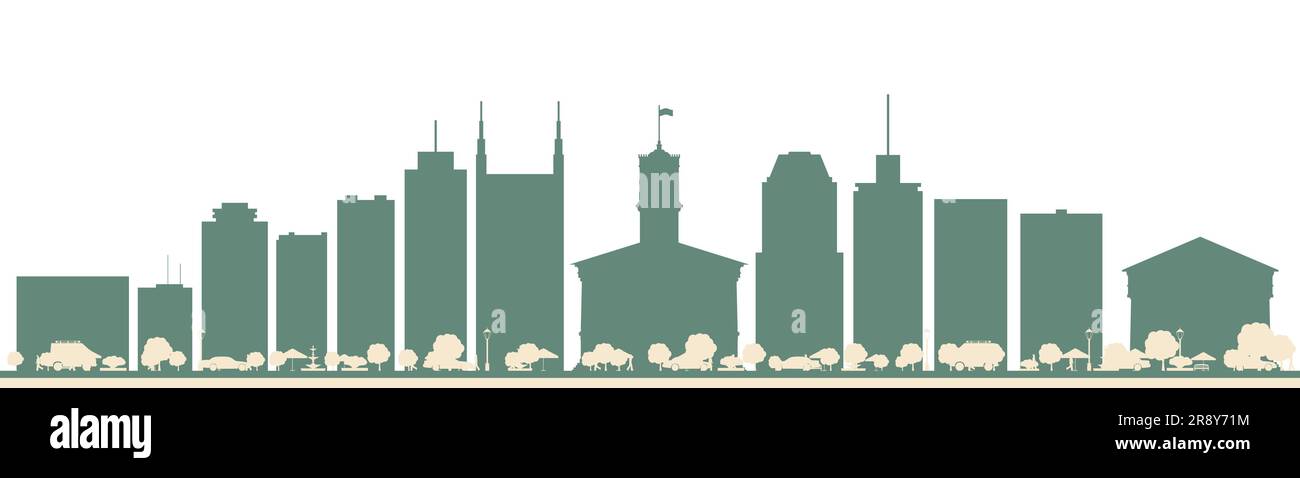 Abstrakte Skyline von Nashville, USA, mit farbigen Gebäuden. Vektordarstellung. Business Travel and Tourism Concept mit moderner Architektur. Stock Vektor