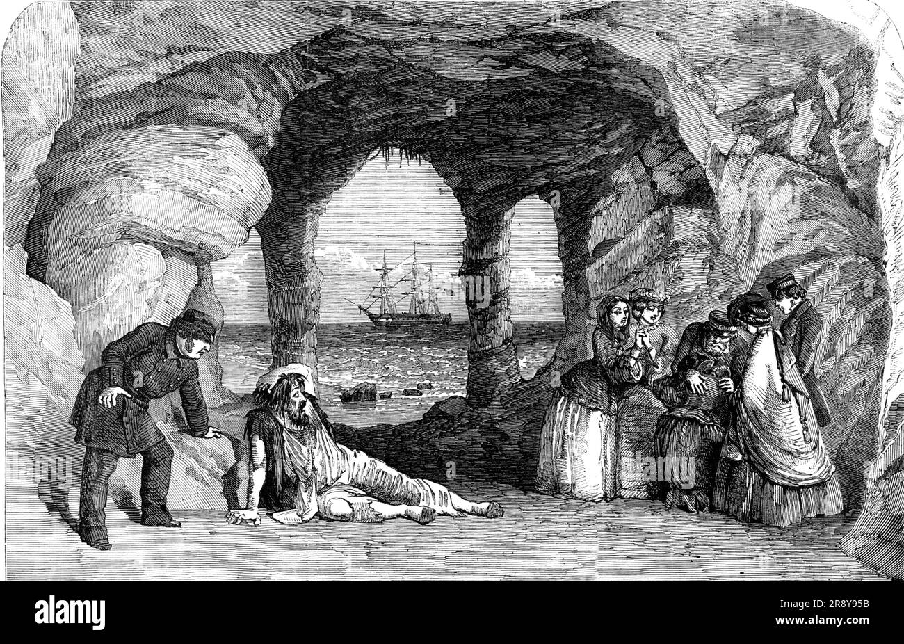 Private Theateraufführungen im Tavistock House - Szene aus "The Frozen Deep", 1857. Die zwölfte Nacht wurde in Mr. Dickens' Residenz von einer dieser dramatischen Darbietungen signalisiert, die so oft das Talent und den Geschmack unseres großen Schriftstellers geehrt haben. Ein völlig neues romantisches Drama wurde für diesen Anlass geboten. Es ist in drei Akten und die Produktion von Mr. Wilkie Collins, dessen Genie für diese Klasse von Stück es charmant illustriert. Unter dem Titel „The Frozen Deep“ werden die Unruhen in den arktischen Regionen landschaftlich dargestellt... Richard Wardour, aufgeführt von Mr. Cha Stockfoto