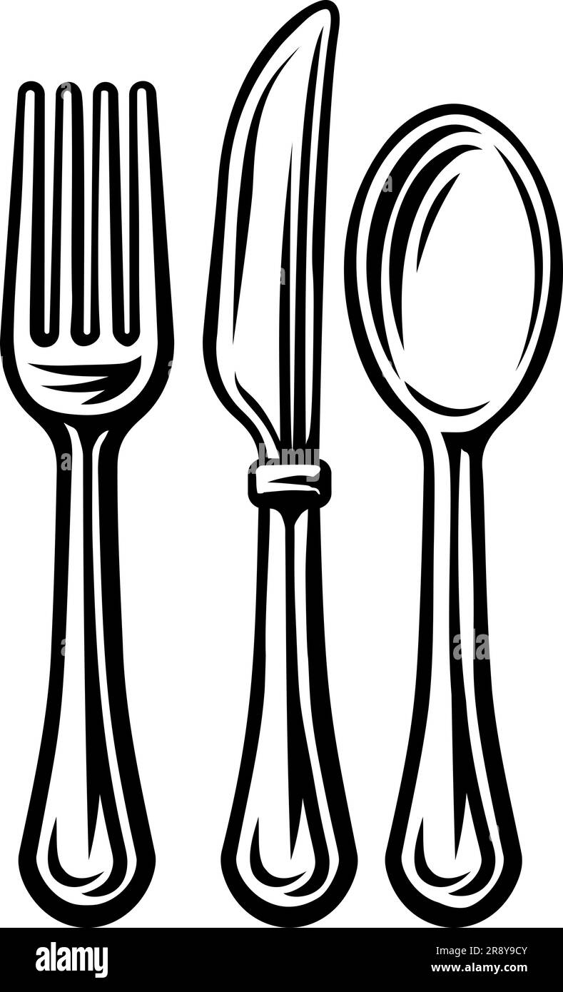 Fork Spoon Knife Geschirr Geschirr Einstellung Symbol Stock Vektor