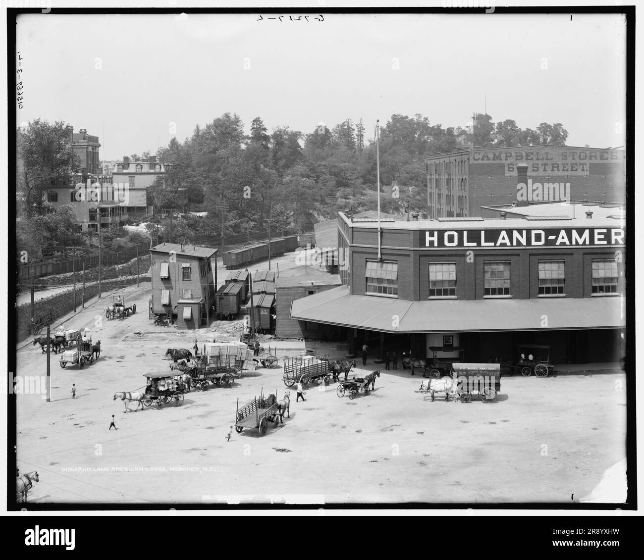 Holland American Docks, Hoboken, N.J., zwischen 1900 und 1915. Stockfoto