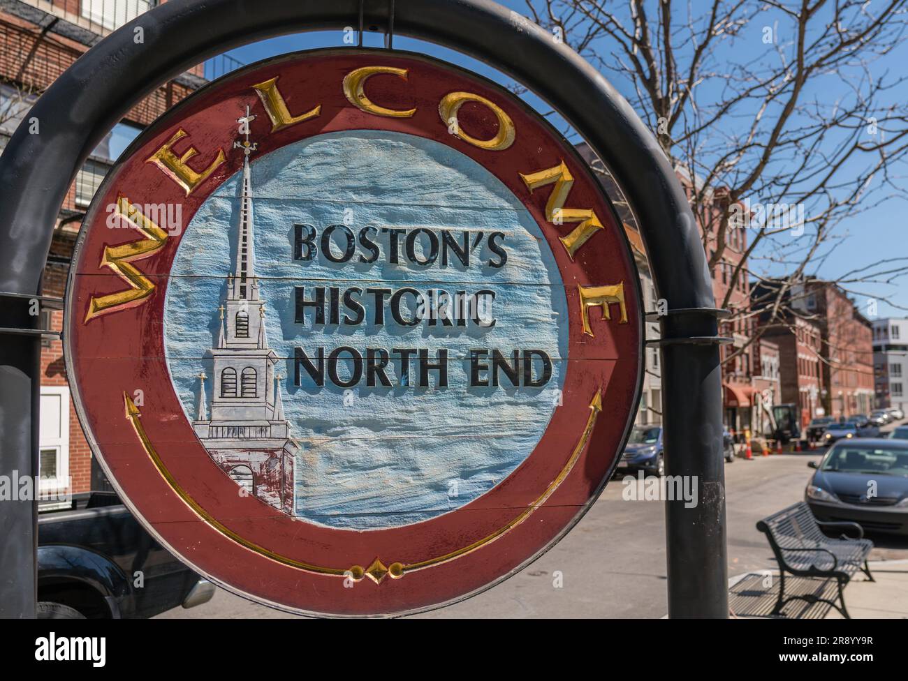 Boston, MA, USA-13. April 2023: Das North End ist ein historisch italienisches Viertel. Stockfoto