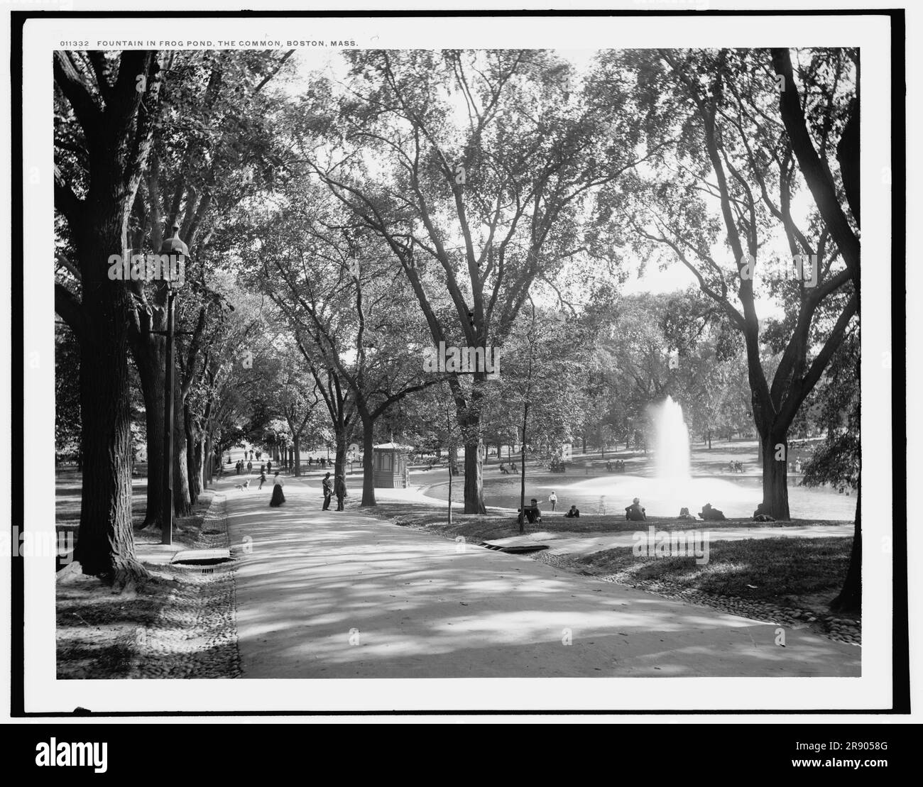 Springbrunnen im Froschteich, The Common, Boston, Mass., zwischen 1890 und 1899. Stockfoto