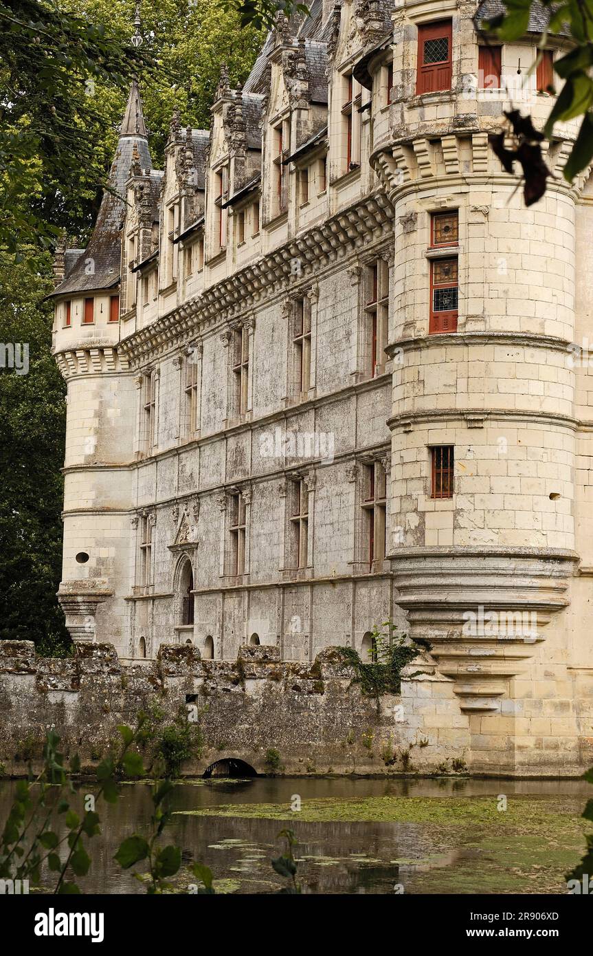 Chateau d'Azay-le-Rideau, Azay-le-Rideau, Indre-et-Loire, Centre, Frankreich, Renaissance-Stil, Loire-Tal Stockfoto