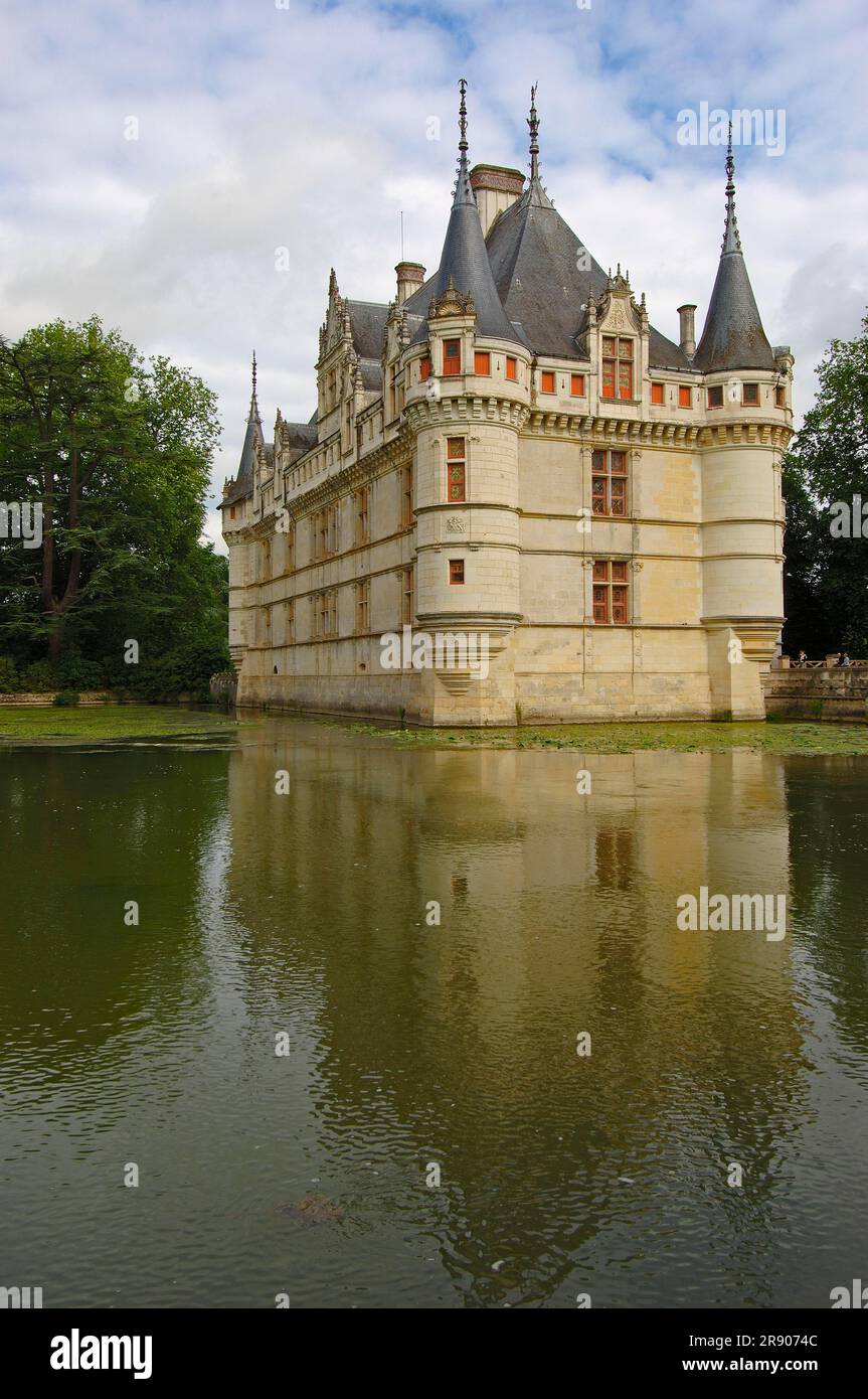 Chateau d'Azay-le-Rideau, Azay-le-Rideau, Indre-et-Loire, Centre, Frankreich, Renaissance-Stil, Loire-Tal Stockfoto