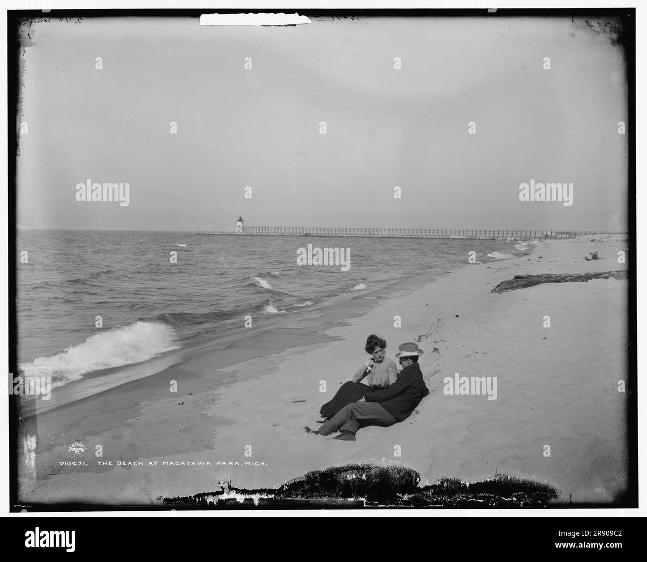 The Beach in Macatawa Park, Michigan, zwischen 1890 und 1901. Stockfoto