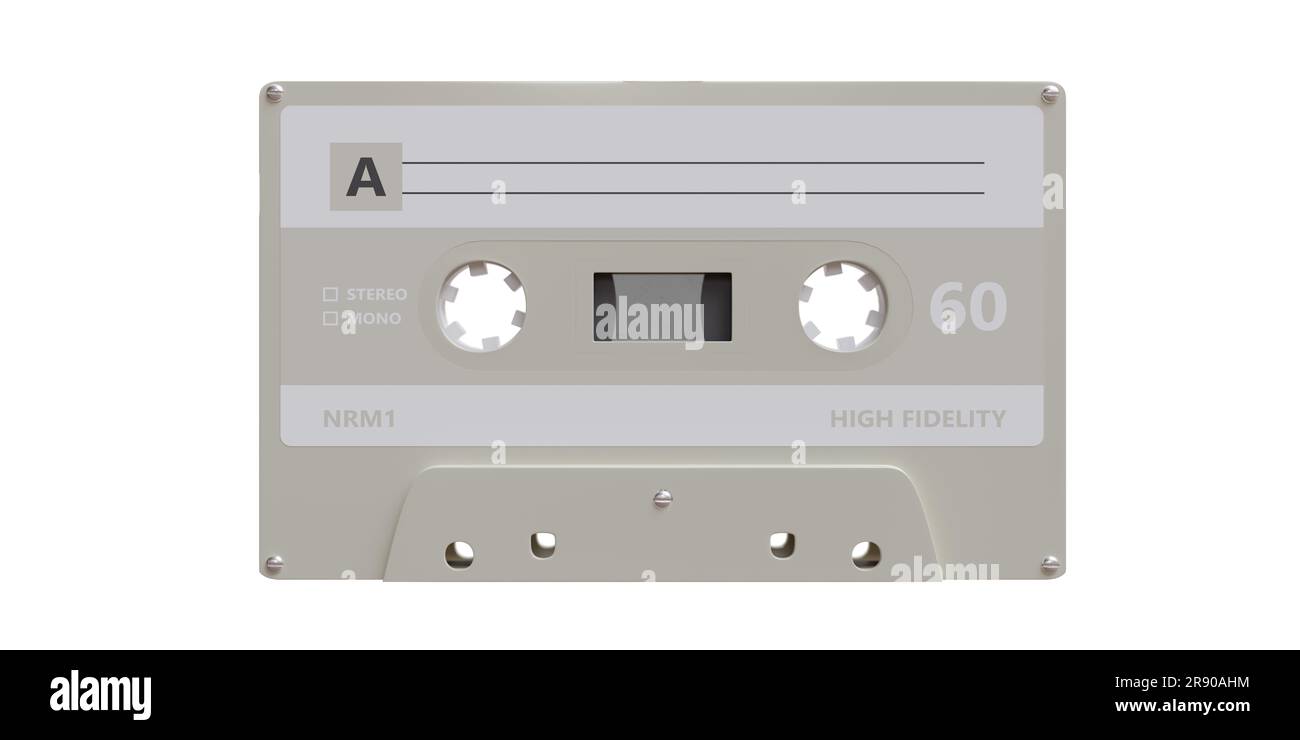 Kassette isoliert auf weißem Hintergrund, Retro-Musik-Sound Stockfoto